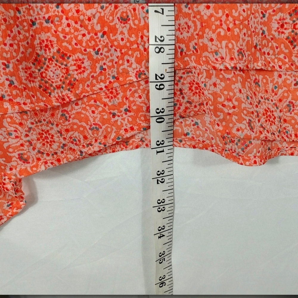 Fever Women's Orange Geometric Art Sleeveless Shark Bite Hem Top Plus Size XXL - Picture 7 of 11